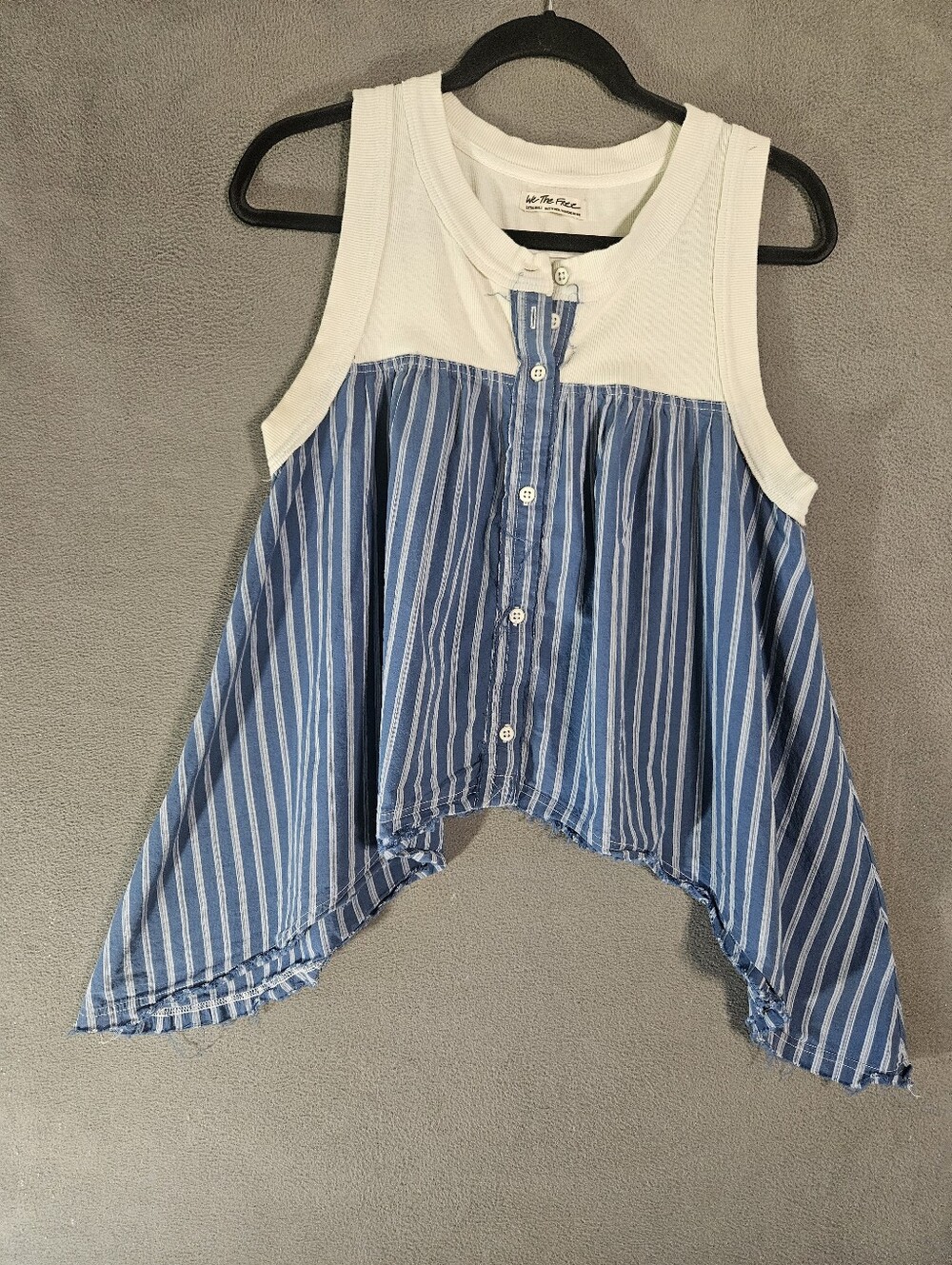 Free People We The Free The Only One Asymmetric Tank Top Shirt Women XS Pinstrip